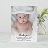 Merci photo simple personnalisé Nouveau bébé douch (Debout devant)