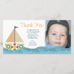 Merci Photocard de fête d'anniversaire du garçon