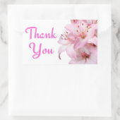 Merci Pink Lily Floral Sticker Étiquette (Sac)