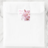 Merci Pink Lily Floral Sticker Étiquette (Sac)