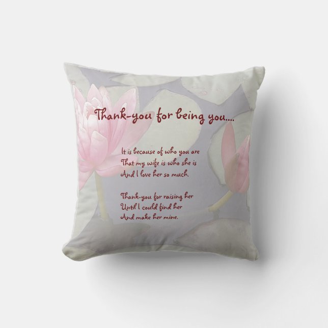 Merci Pink Water Lily Coussin de belle-mère (Recto)