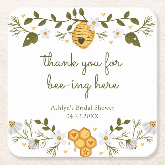 Merci pour ce sous-verre en papier Bee-ing Here (Devant)