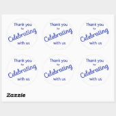 Merci pour célébrer avec nous Sticker Blue (Feuille)