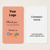 Merci pour commander Google avis ajouter logo site (Devant & derrière)