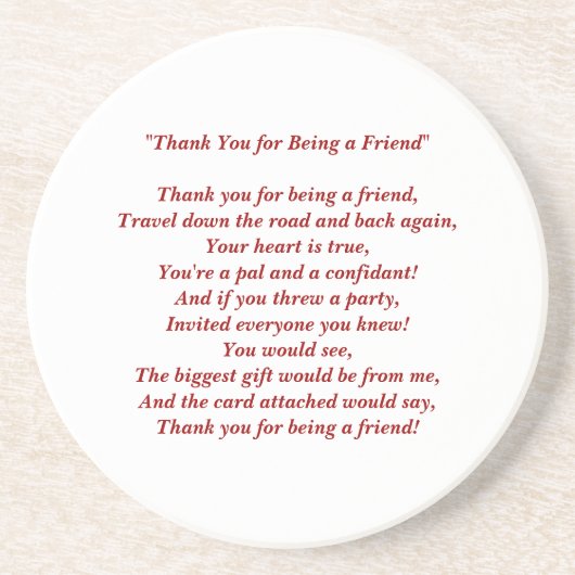 Merci pour être mon ami - dessous de verre (Devant)