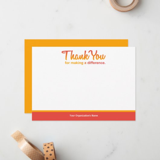 "Merci pour faire la différence" carte pour notes (Devant/Arrière en situation)