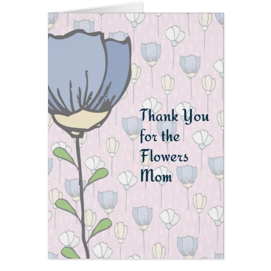 Merci pour Flowers Maman, Card. Fleurs bleues (Devant)