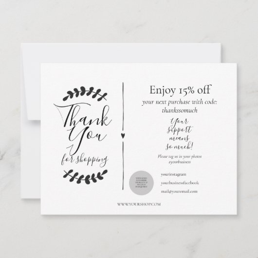 Merci Pour La Carte De Remise Shopping (Devant)