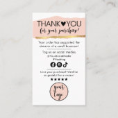 Merci pour la commande et la carte d'instructions (Devant)