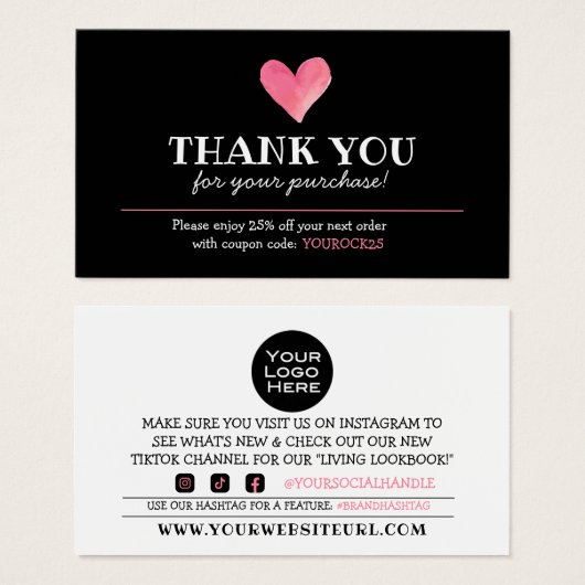 Merci pour l'achat de rabais client Insertion (Devant & derrière)