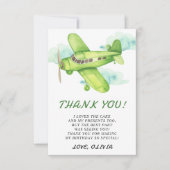 Merci pour l'anniversaire de l'avion vert aquarell (Devant)