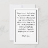 MERCI Pour le Bal Rétro d'anniversaire Amour Disco (Dos)