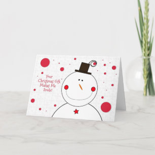 Merci pour le cadeau de Noël Snowman souriant