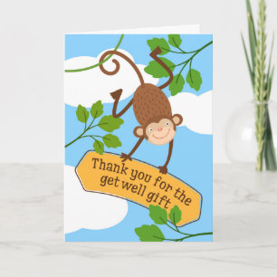 Merci pour le cadeau Get Well - Dessin de singe