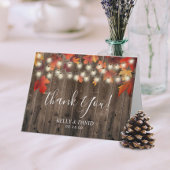 Merci pour le mariage automnal rustique avec feuil