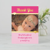 Merci pour les cadeaux nouveau bébé rose carte en  (Debout devant)