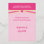 Merci pour les cadeaux nouveau bébé rose carte en  (Verso)