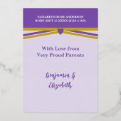 Merci pour les cadeaux nouvelle carte bébé pourpre (Verso)