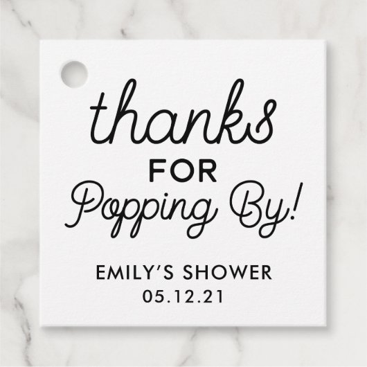 Merci pour les étiquettes Popping By Shower Favor (Devant)