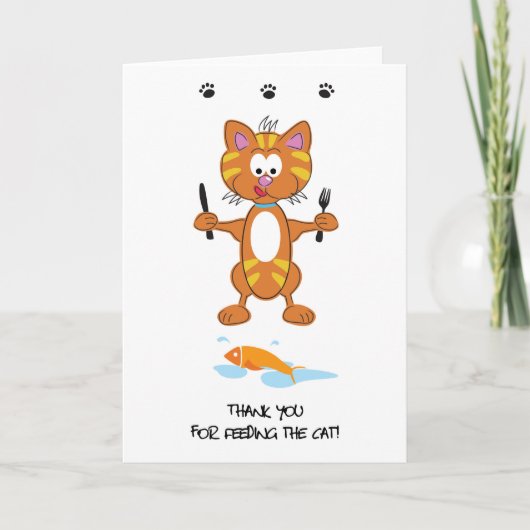 Merci pour nourrir la carte de voeux du chat (Devant)