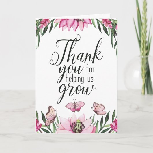 Merci Pour Nous Aider À Croître - Carte de remerci (Devant)