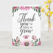 Merci Pour Nous Aider À Croître - Carte de remerci (Fleur jaune)