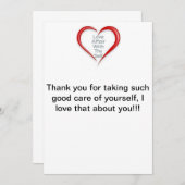 Merci pour prendre soin de vous-même, carte (Devant / Derrière)