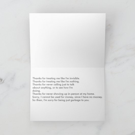 Merci pour rien Carte de voeux (Intérieur)