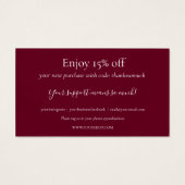 Merci Pour Shopping Burgundy Carte de réduction (Dos)