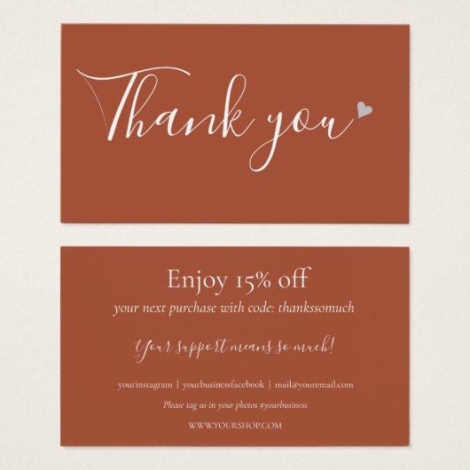 Merci Pour Shopping Terracotta Carte de réduction (Devant & derrière)