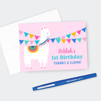 Merci pour une fête d'anniversaire rose Lama