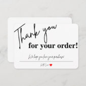 Merci pour vos cartes de visite de commande (Devant / Derrière)