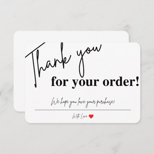 Merci pour vos cartes de visite de commande (Devant / Derrière)