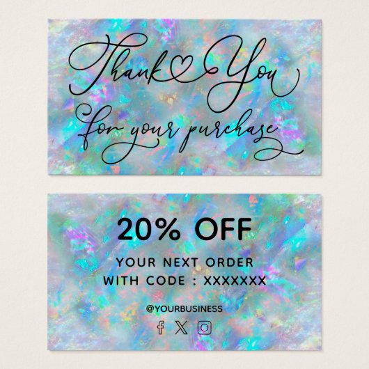 merci pour votre achat blue opal (Devant & derrière)