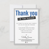 MERCI POUR VOTRE ACHAT client insérer bleu (Devant)