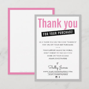 MERCI POUR VOTRE ACHAT client insérer rose