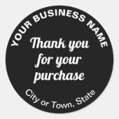 Merci pour votre achat sur Sticker rond noir (Devant)