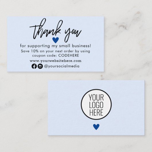 Merci Pour Votre Carte de visite Code Coupon De Co (Devant / Derrière)