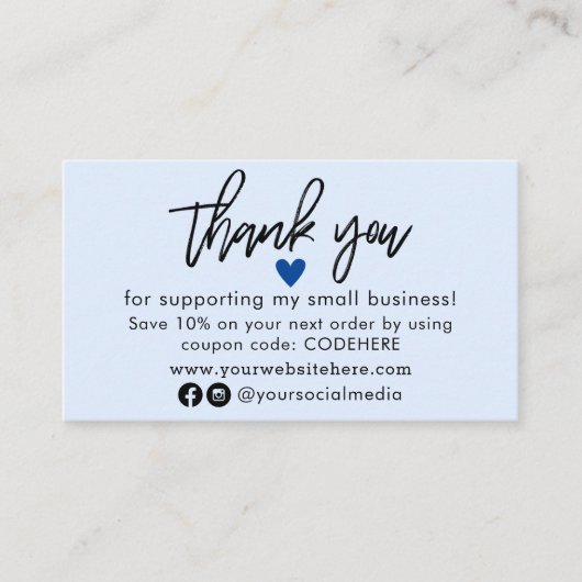 Merci Pour Votre Carte de visite Code Coupon De Co (Devant)