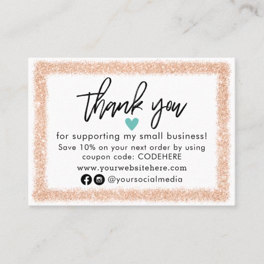 Merci Pour Votre Carte de visite Code Coupon De Co (Devant)