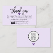 Merci Pour Votre Carte de visite Code Coupon De Co (Devant / Derrière)