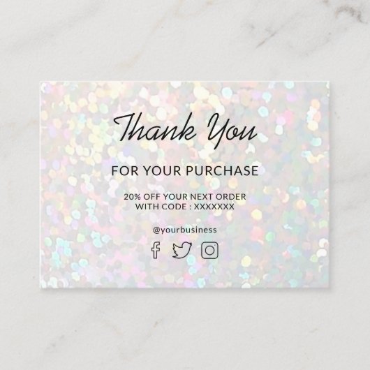 merci pour votre carte de visite d'achat (Devant)