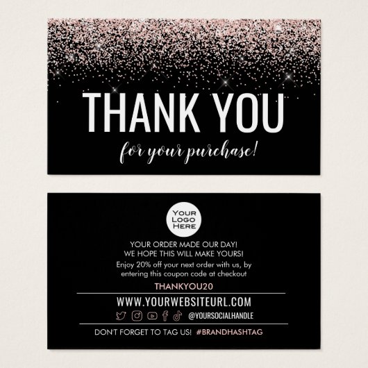 Merci Pour Votre Carte D'Insertion De Remise D'Ach (Devant & derrière)