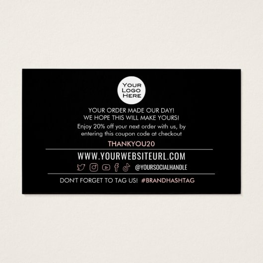 Merci Pour Votre Carte D'Insertion De Remise D'Ach (Dos)