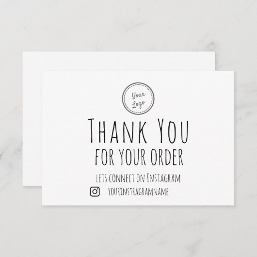 Merci Pour Votre Commande | Ajouter votre logo (Devant / Derrière)