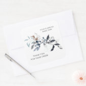 Merci pour votre commande carré floral autocollant (Enveloppe)