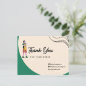 Merci pour votre commande Carte postale - Vert (Debout devant)