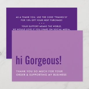 MERCI POUR VOTRE COMMANDE fun insérer violet