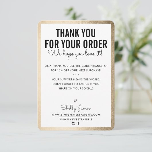 MERCI POUR VOTRE COMMANDE glam insert or edge (Debout devant)