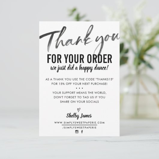 MERCI POUR VOTRE COMMANDE insérer écriture d'encre (Debout devant)